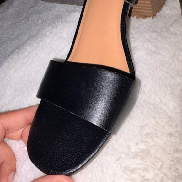 Old Navy Faux-Leather Slingback Block Heel Sandals Color Black Jack Size 9 - Picture 8 of 9